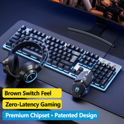 LED backlit wired gaming keyboard