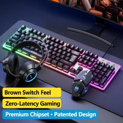 LED backlit wired gaming keyboard
