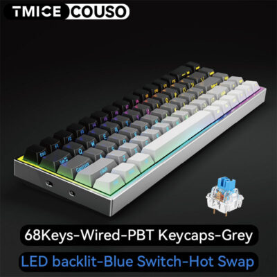 68-key hot swappable mechanical gaming keyboard