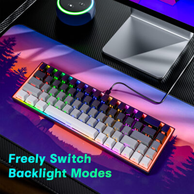 68-key hot swappable mechanical gaming keyboard