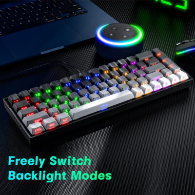 68-key hot swappable mechanical gaming keyboard