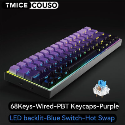 68-key hot swappable mechanical gaming keyboard